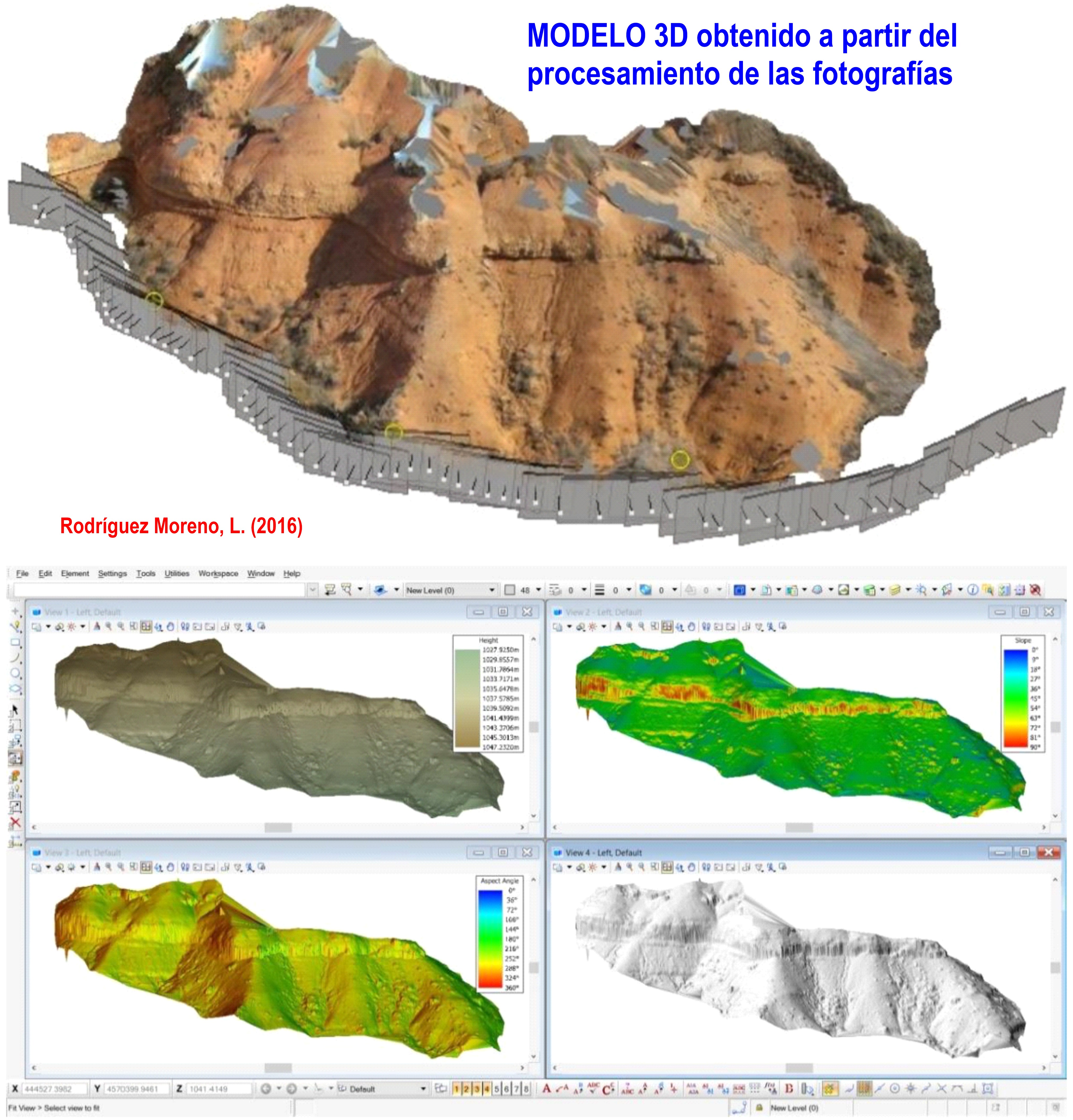 Aplicación de la técnica de Foto-Reconstrucción 3D para monitorizar la erosión de un escarpe natural en la ladera acarcavada del valle del río Duratón (Segovia). Fuente: Rodríguez Moreno, L. (2016). Trabajo Fin de Máster. https://eprints.ucm.es/50861